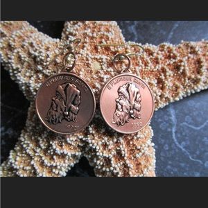 Santa Earrings Two Sided Pierced Dated 1992